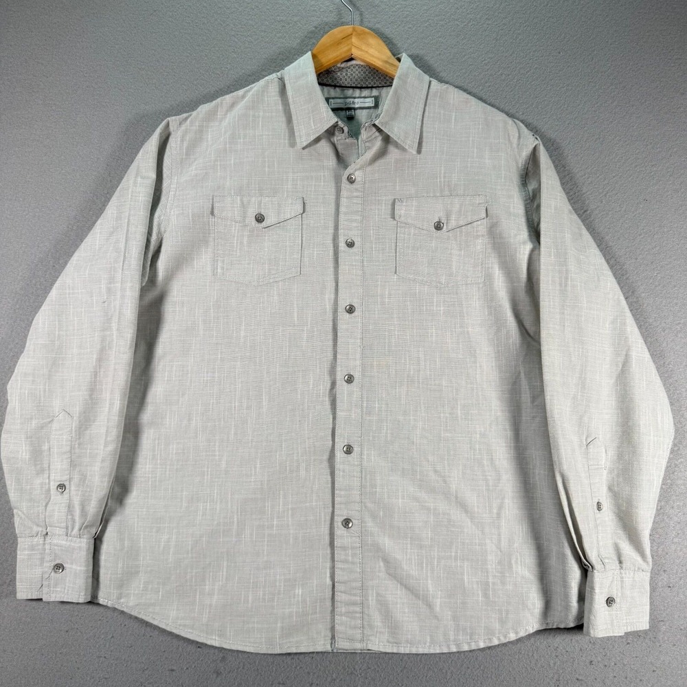 PD&C Button Up Shirt Mens XL Gray Flap Pockets Comfort Classic Flip Cuff Preppy